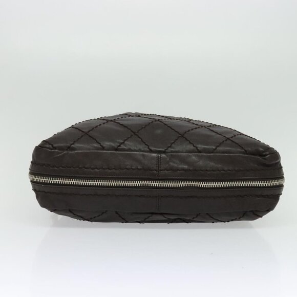 CHANEL Wild Stitch Matelasse Hand Bag Leather Brown Silver CC Auth 135451 - Picture 6 of 16